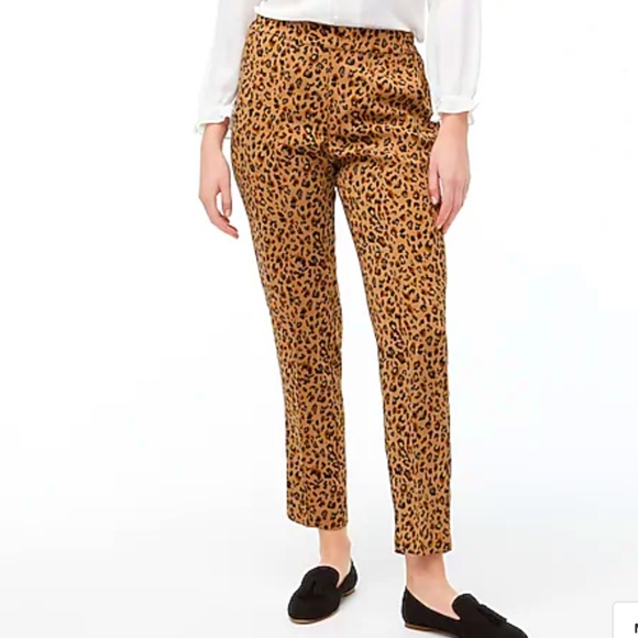 J Crew Jamie Leopard Print Pull On Cropped Pants